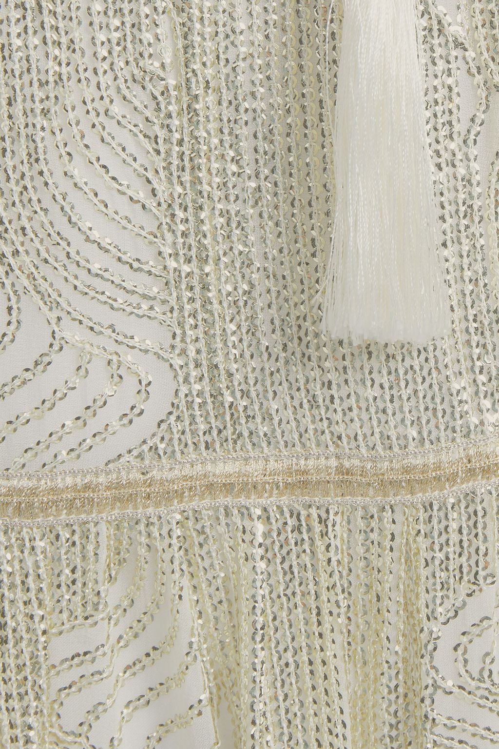 AMANDA WAKELEY Belted embellished metallic chiffon maxi dress