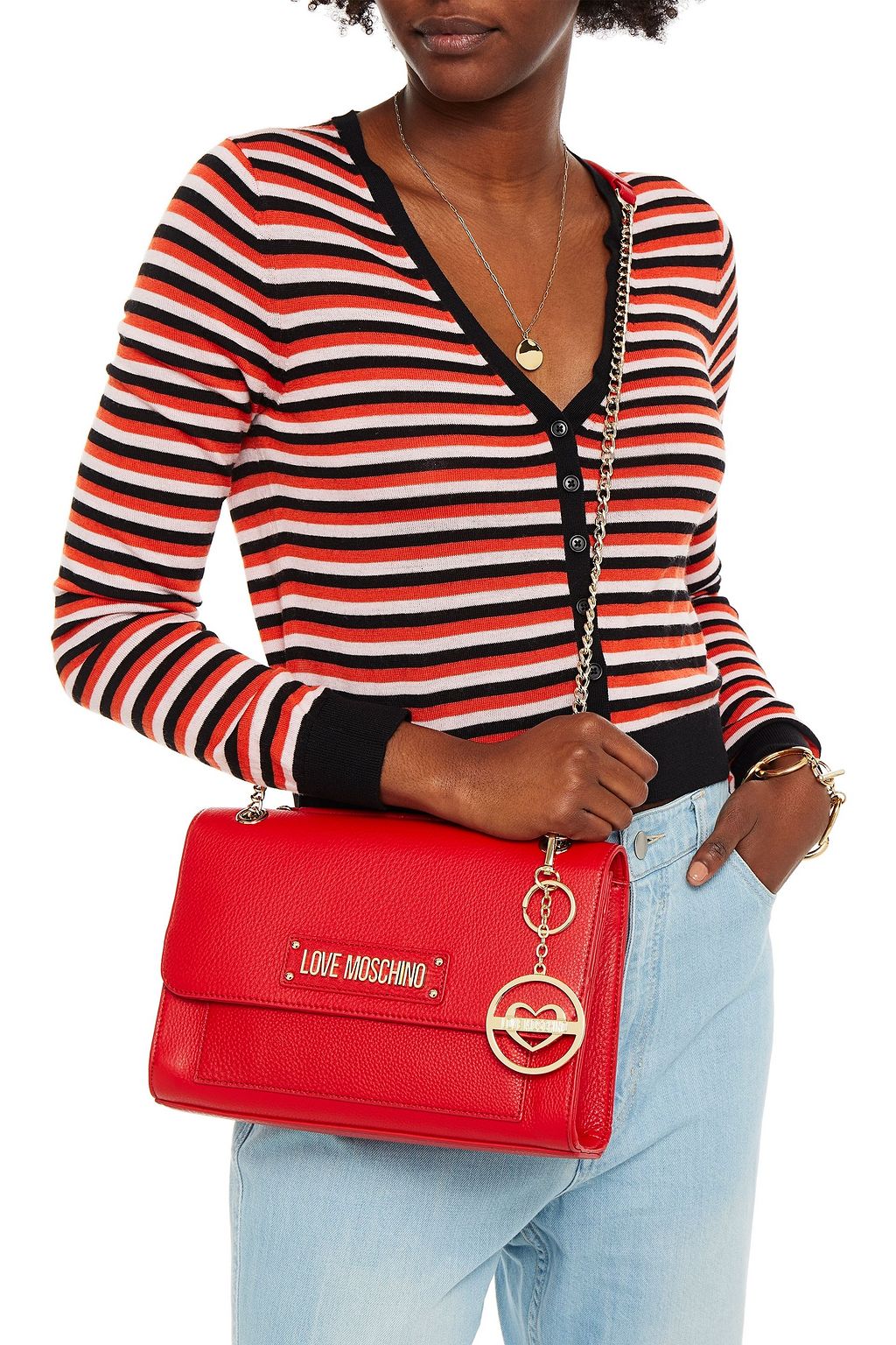 LOVE MOSCHINO Texturedleather shoulder bag Sale up to 70 off THE