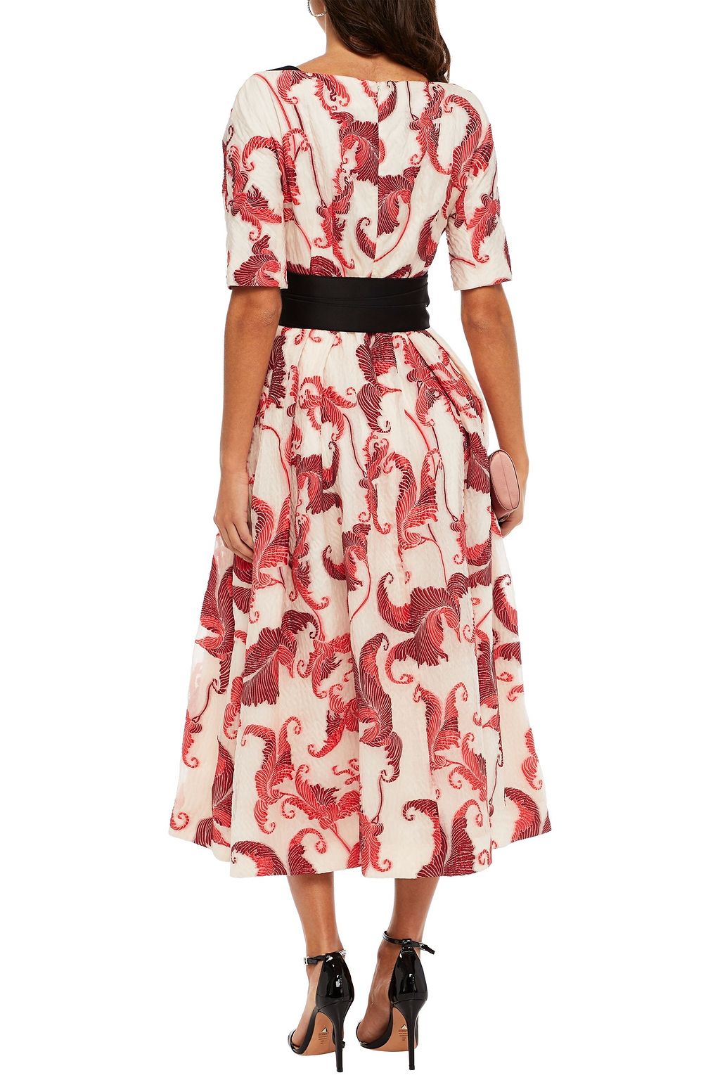 AMANDA WAKELEY Belted cloqué midi dress