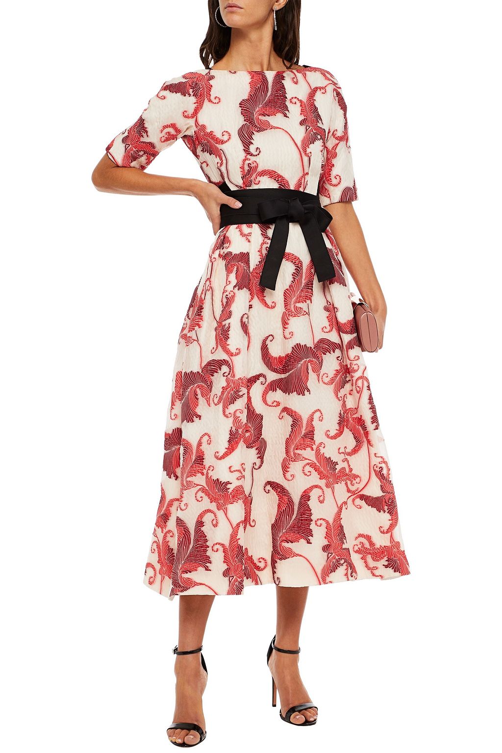 AMANDA WAKELEY Belted cloqué midi dress
