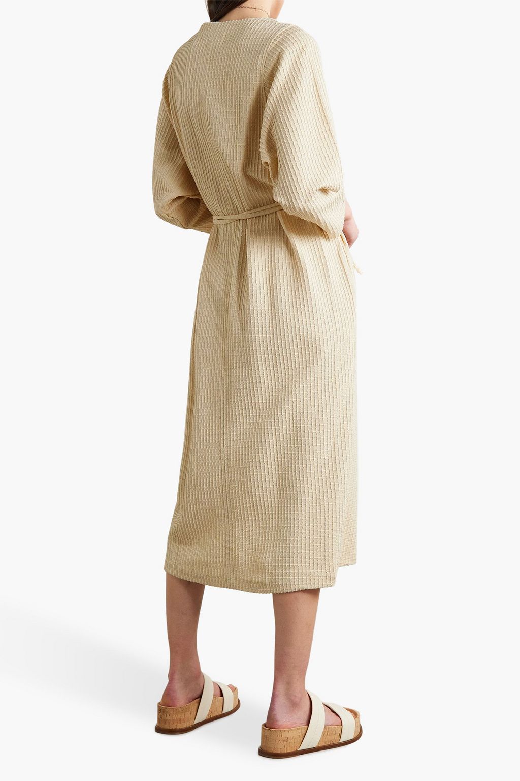 MARA HOFFMAN Tiffany textured cotton-blend midi wrap dress
