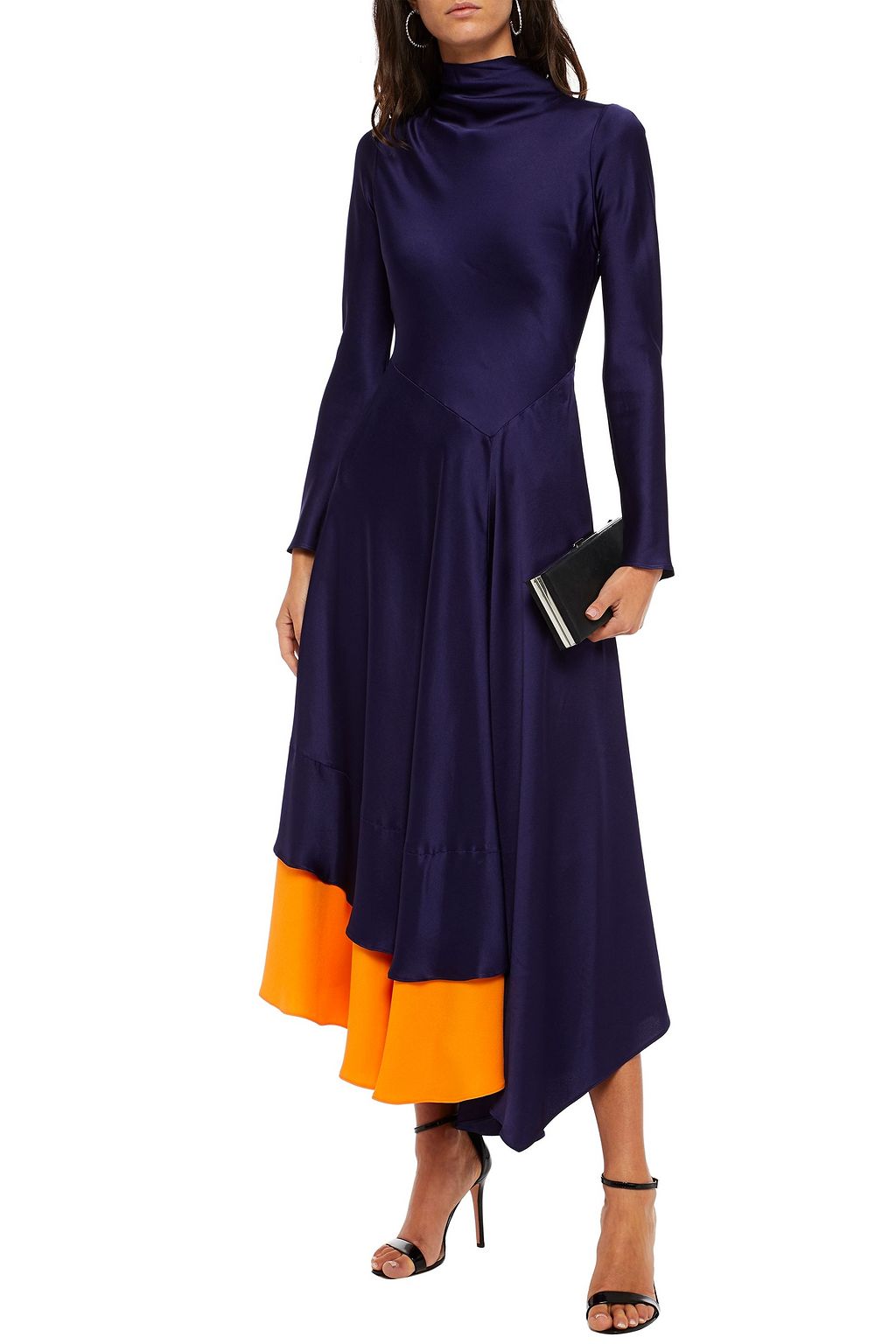 AMANDA WAKELEY Tiered two-tone satin maxi dress