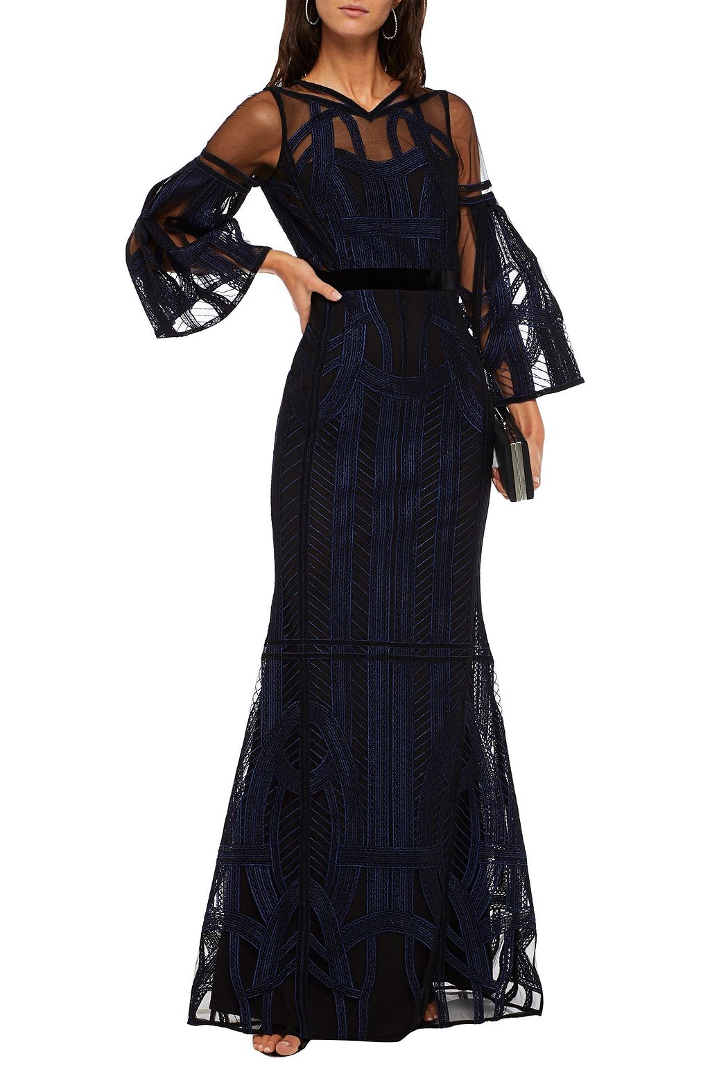 AMANDA WAKELEY Metallic embroidered tulle gown