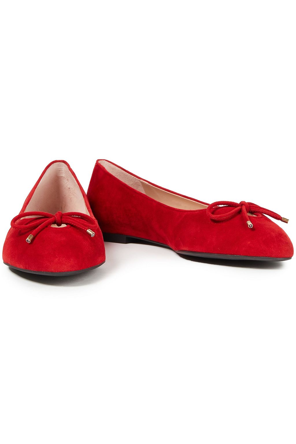 STUART WEITZMAN Gabby bow-detailed suede ballet flats