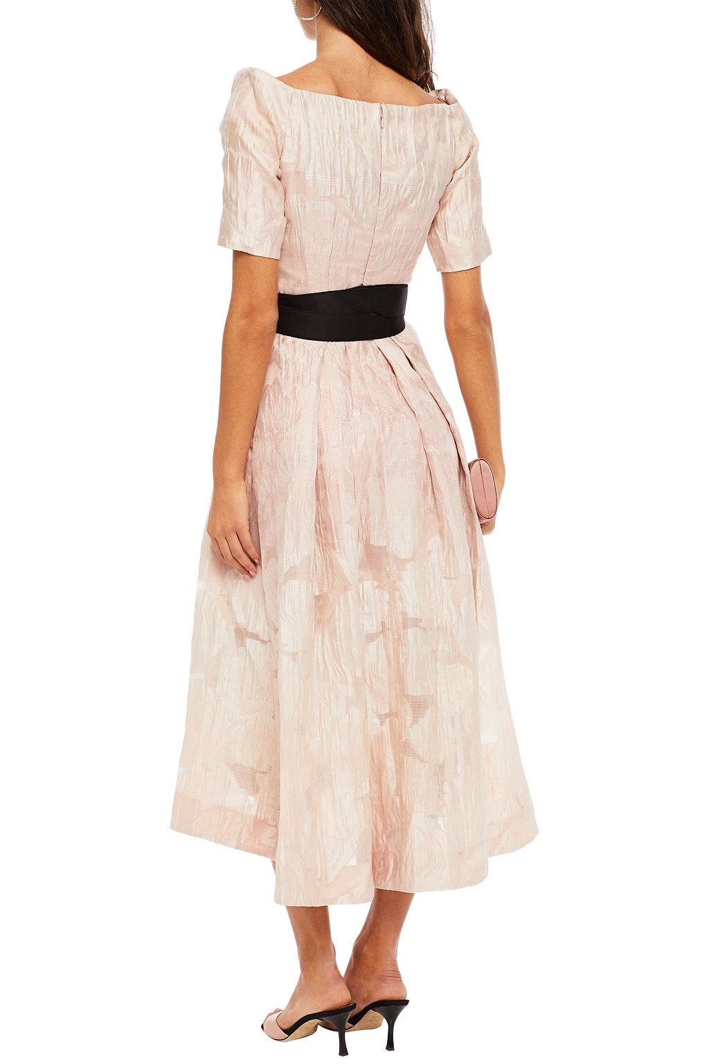AMANDA WAKELEY Belted metallic floral-jacquard midi dress