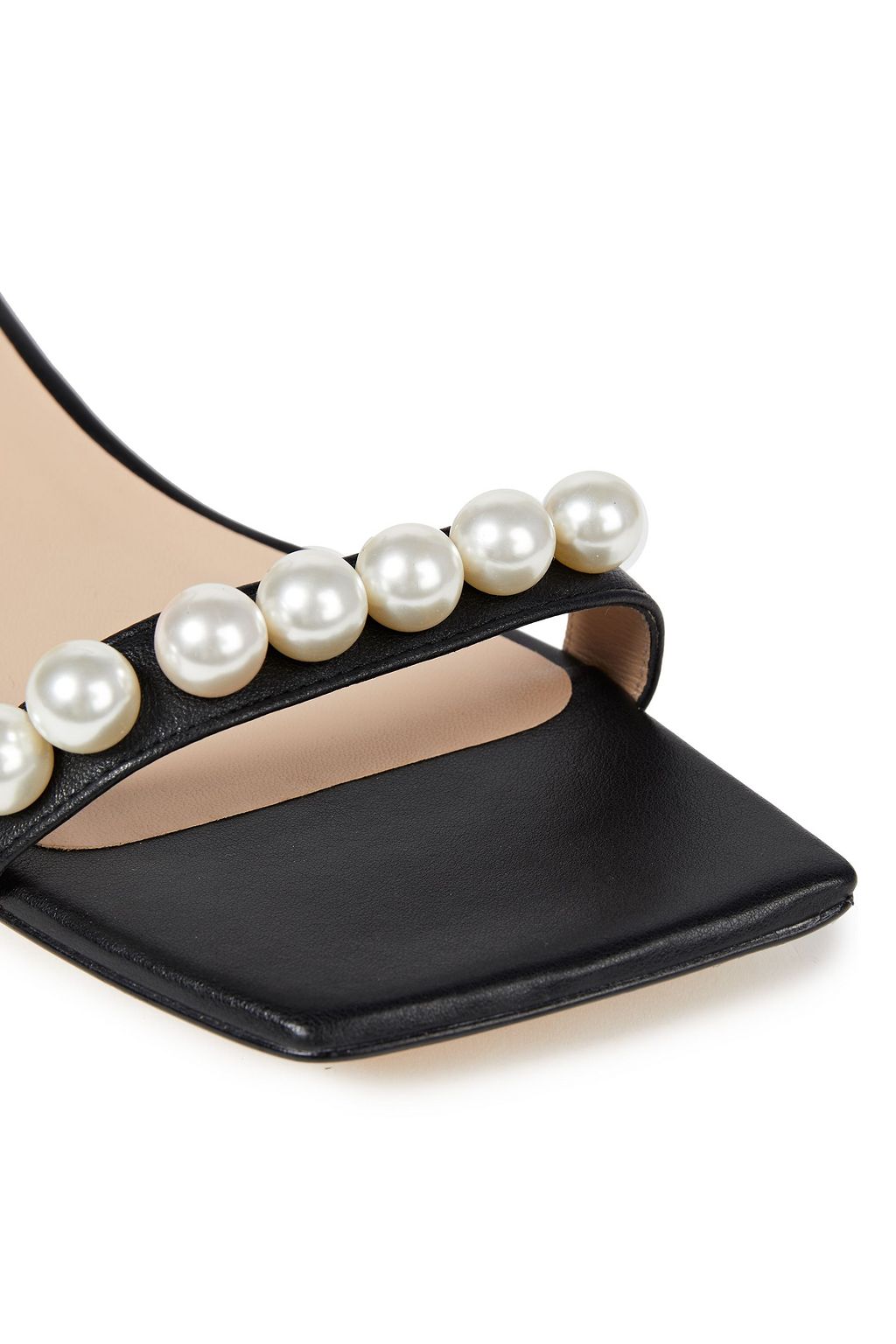 STUART WEITZMAN Faux pearl-embellished leather sandals