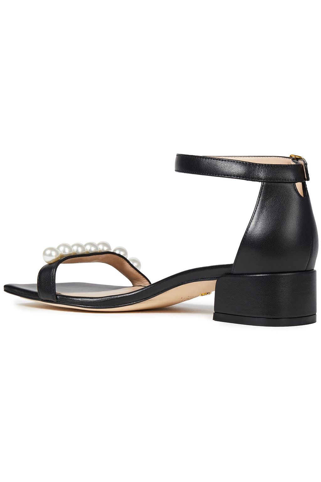 STUART WEITZMAN Faux pearl-embellished leather sandals
