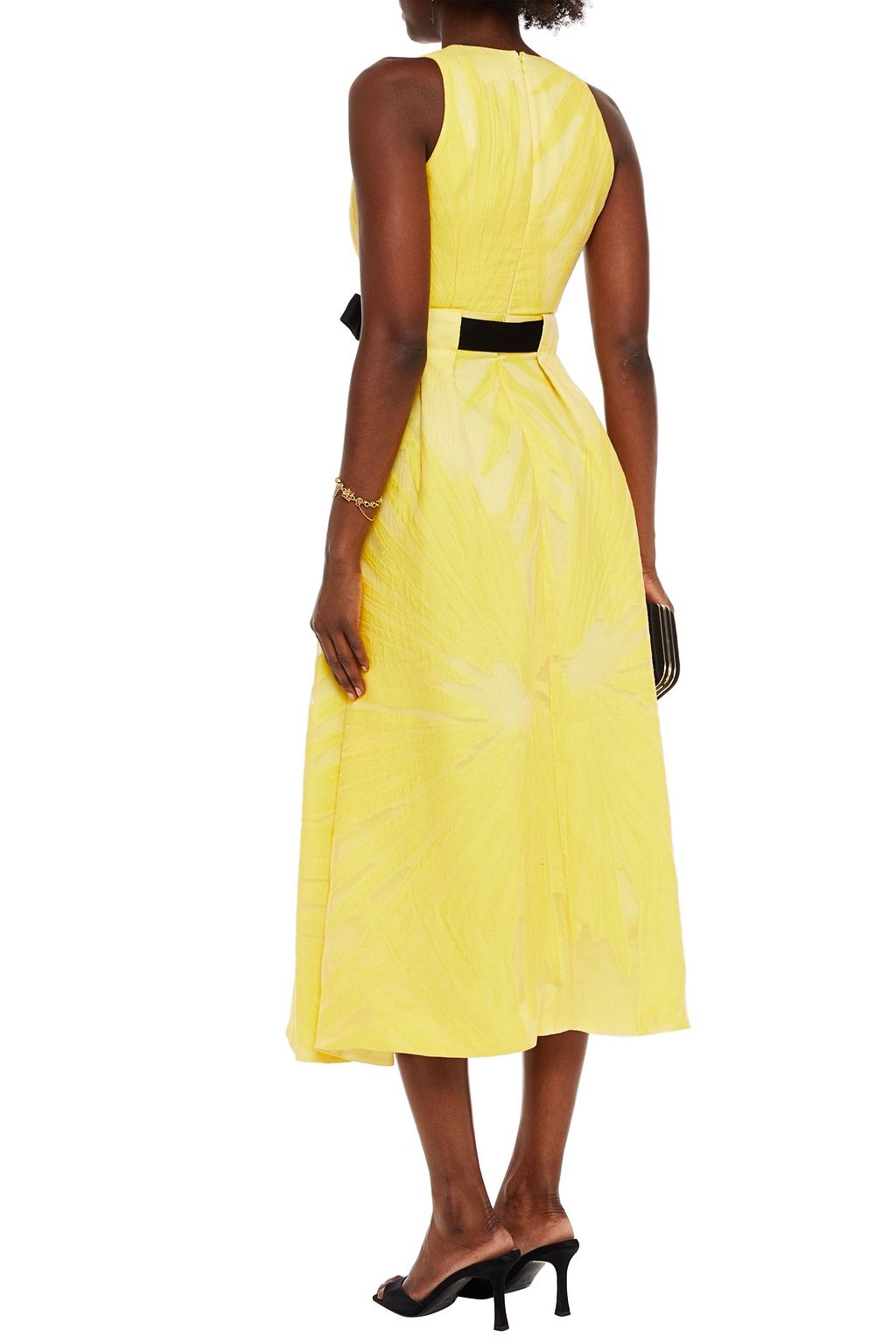AMANDA WAKELEY Belted pleated fil coupé silk-blend midi dress