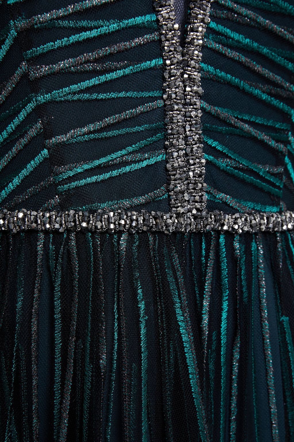 AMANDA WAKELEY Fringed embellished gathered tulle maxi dress