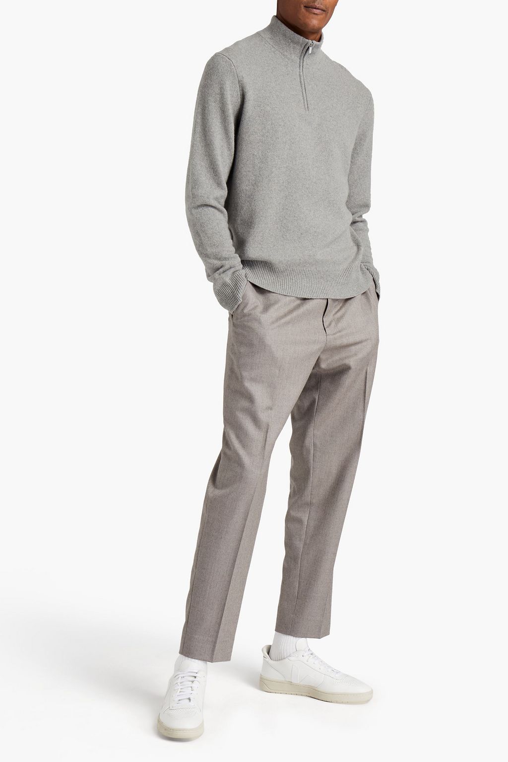 FRAME Mélange cashmere half-zip sweater