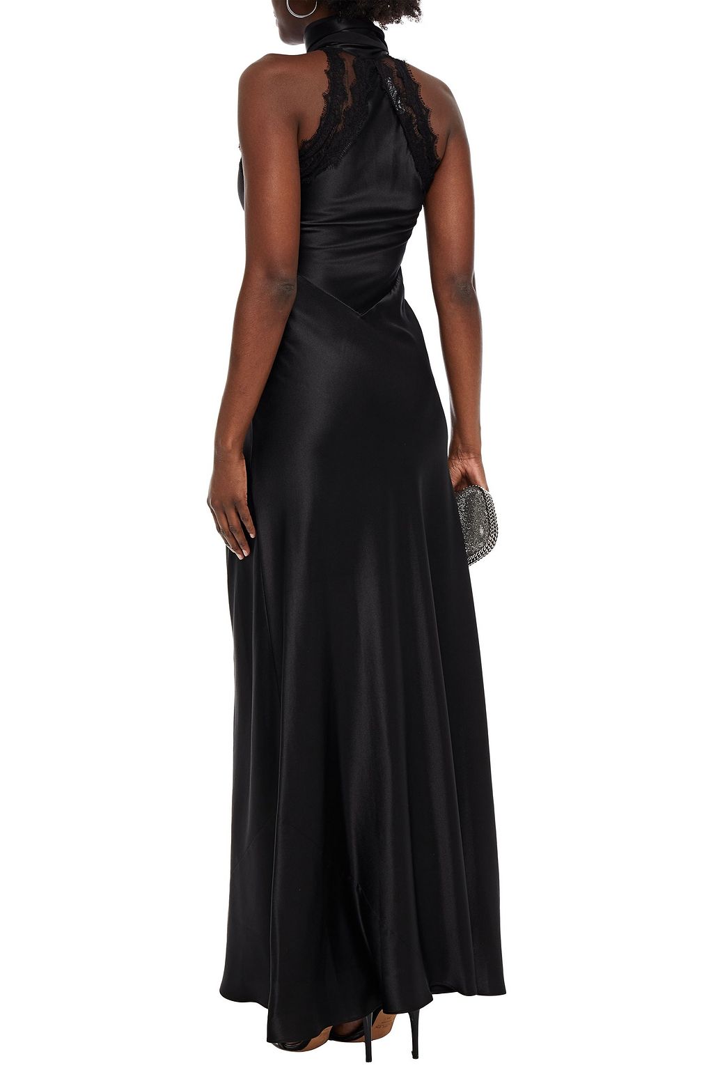 AMANDA WAKELEY Lace-trimmed silk-satin crepe maxi dress
