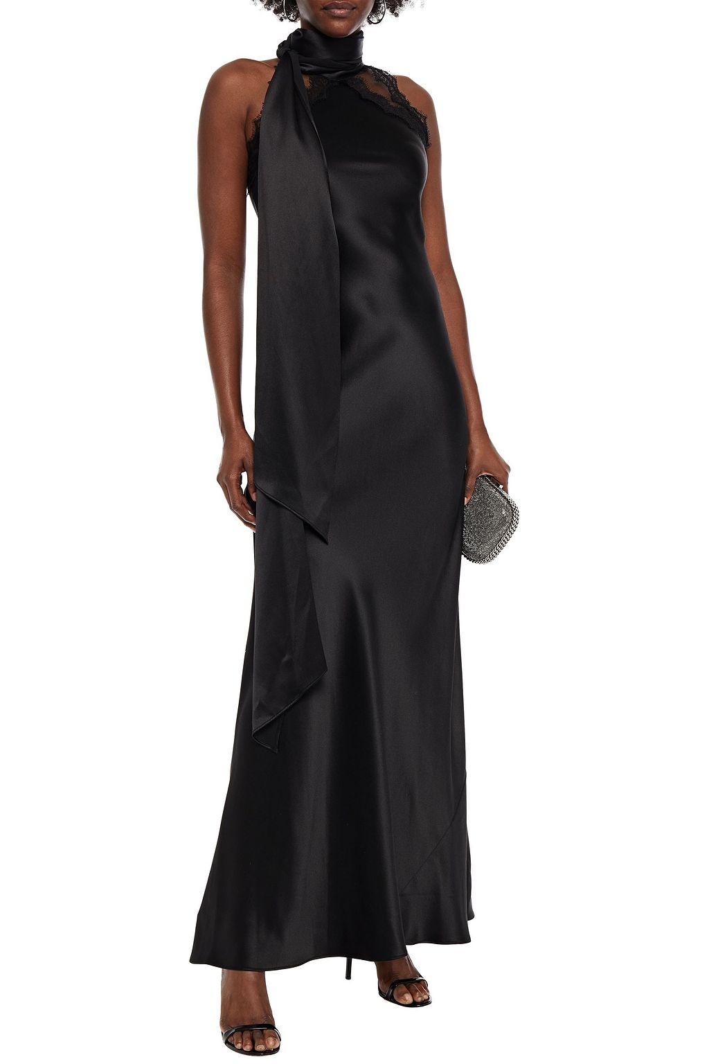 AMANDA WAKELEY Lace-trimmed silk-satin crepe maxi dress