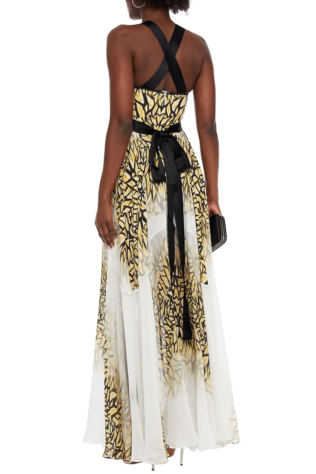 AMANDA WAKELEY Belted satin-trimmed printed silk-chiffon maxi dress