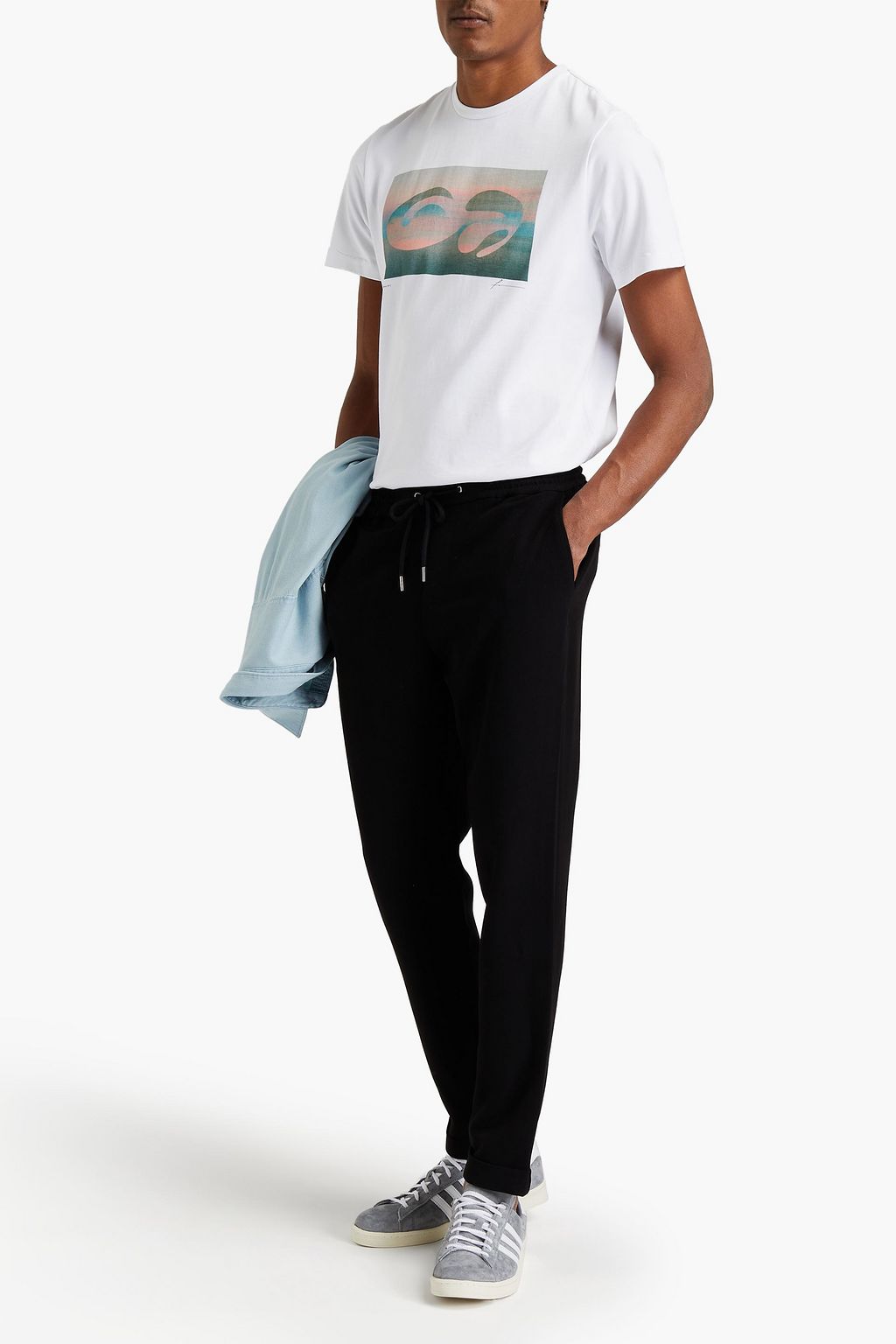 FRAME Printed cotton-jersey T-shirt