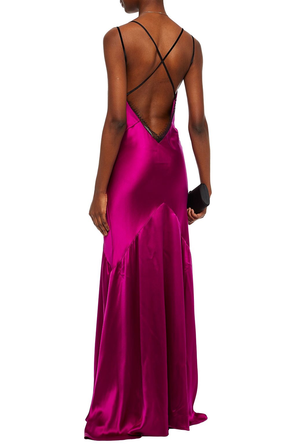 AMANDA WAKELEY Lace-trimmed silk-satin crepe maxi slip dress
