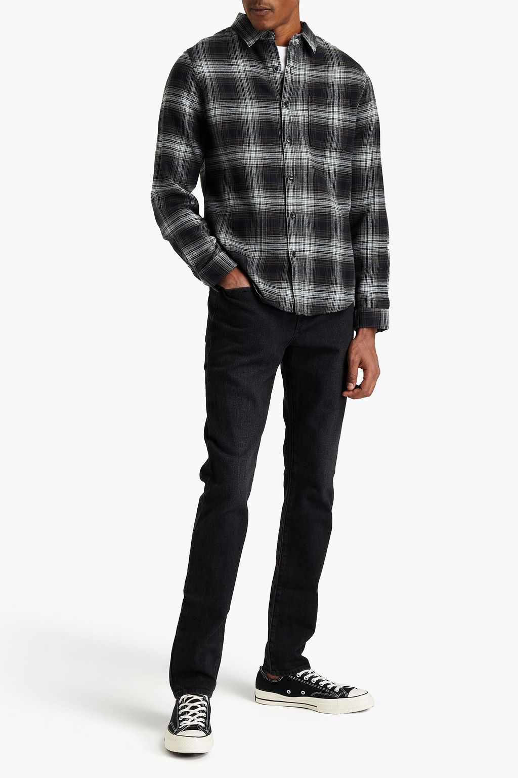 FRAME Checked cotton-flannel shirt