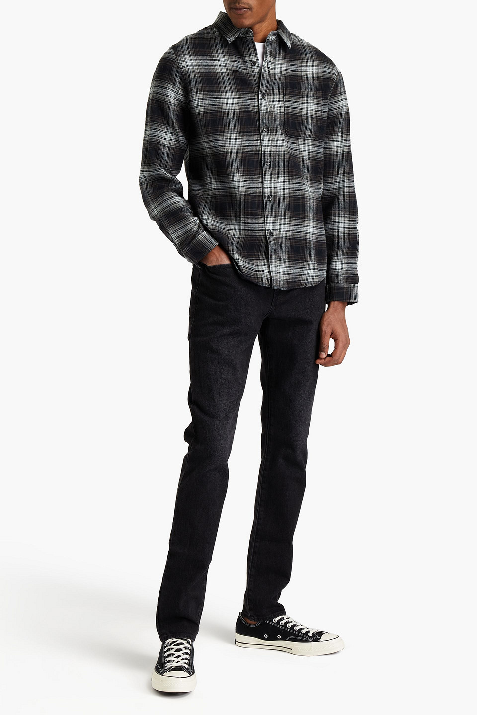 Frame Man Checked Cotton-flannel Shirt