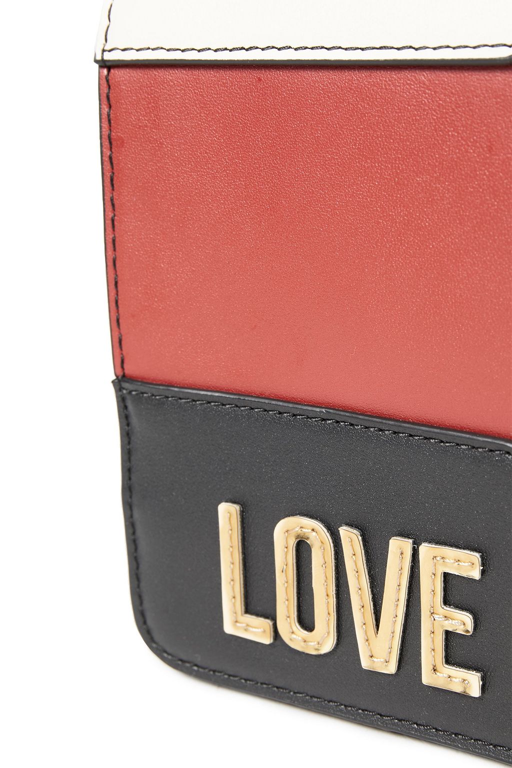 LOVE MOSCHINO Appliquéd striped leather shoulder bag