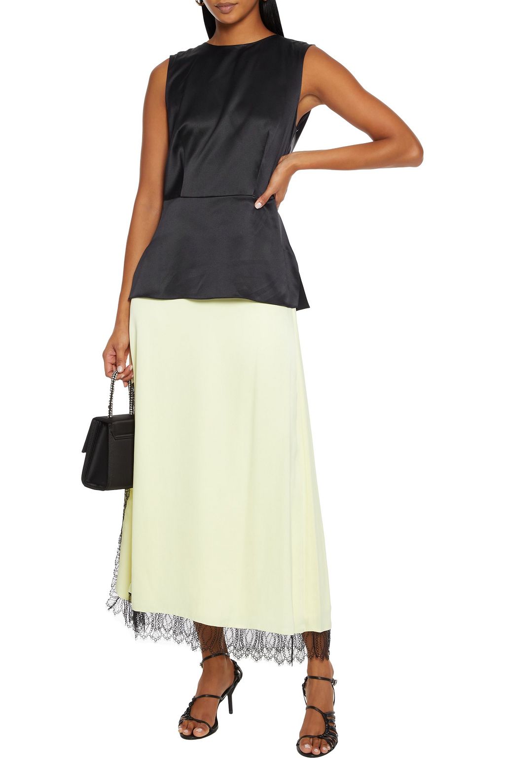 ADAM LIPPES Draped silk-charmeuse peplum top