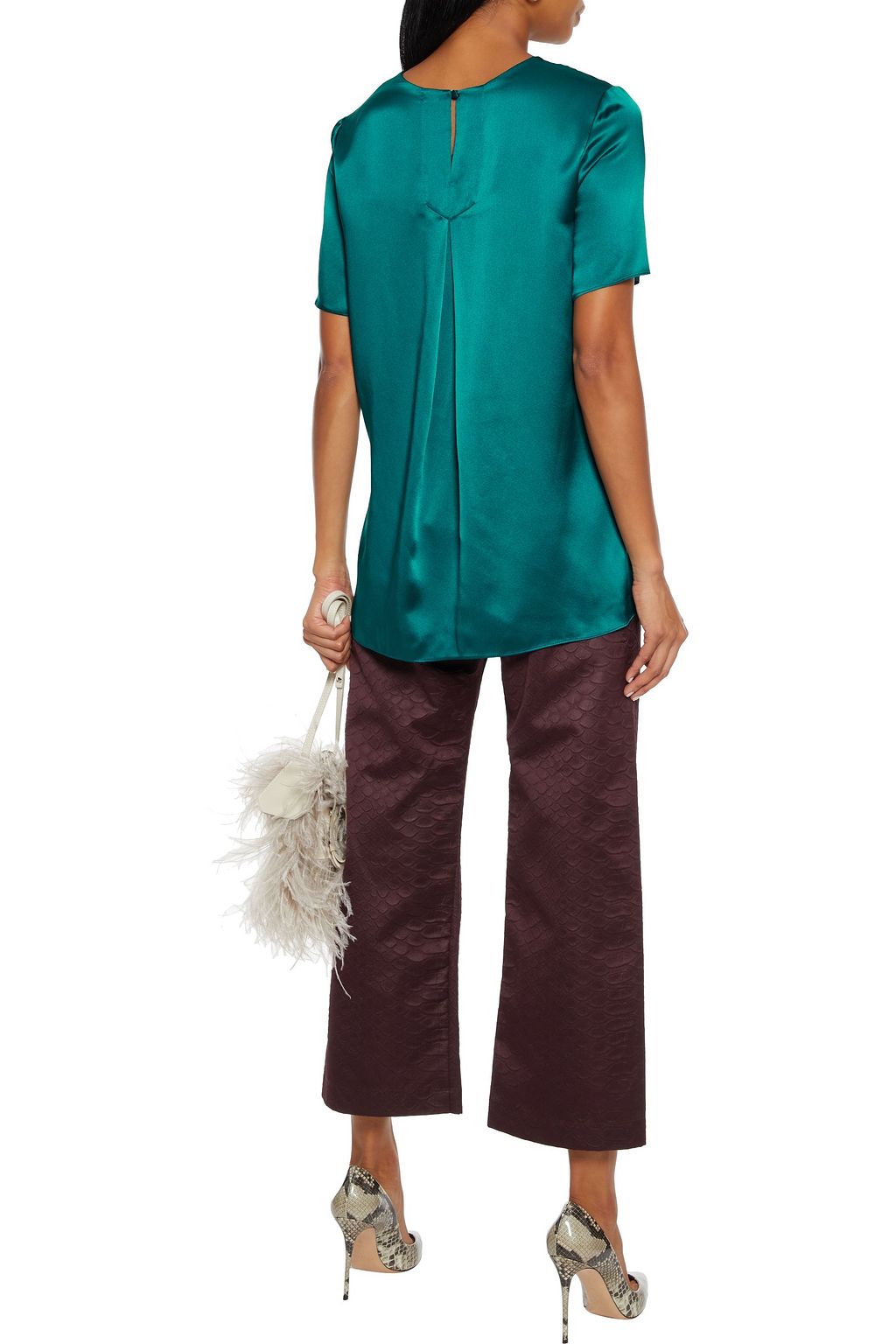 ADAM LIPPES Pleated silk-charmeuse top