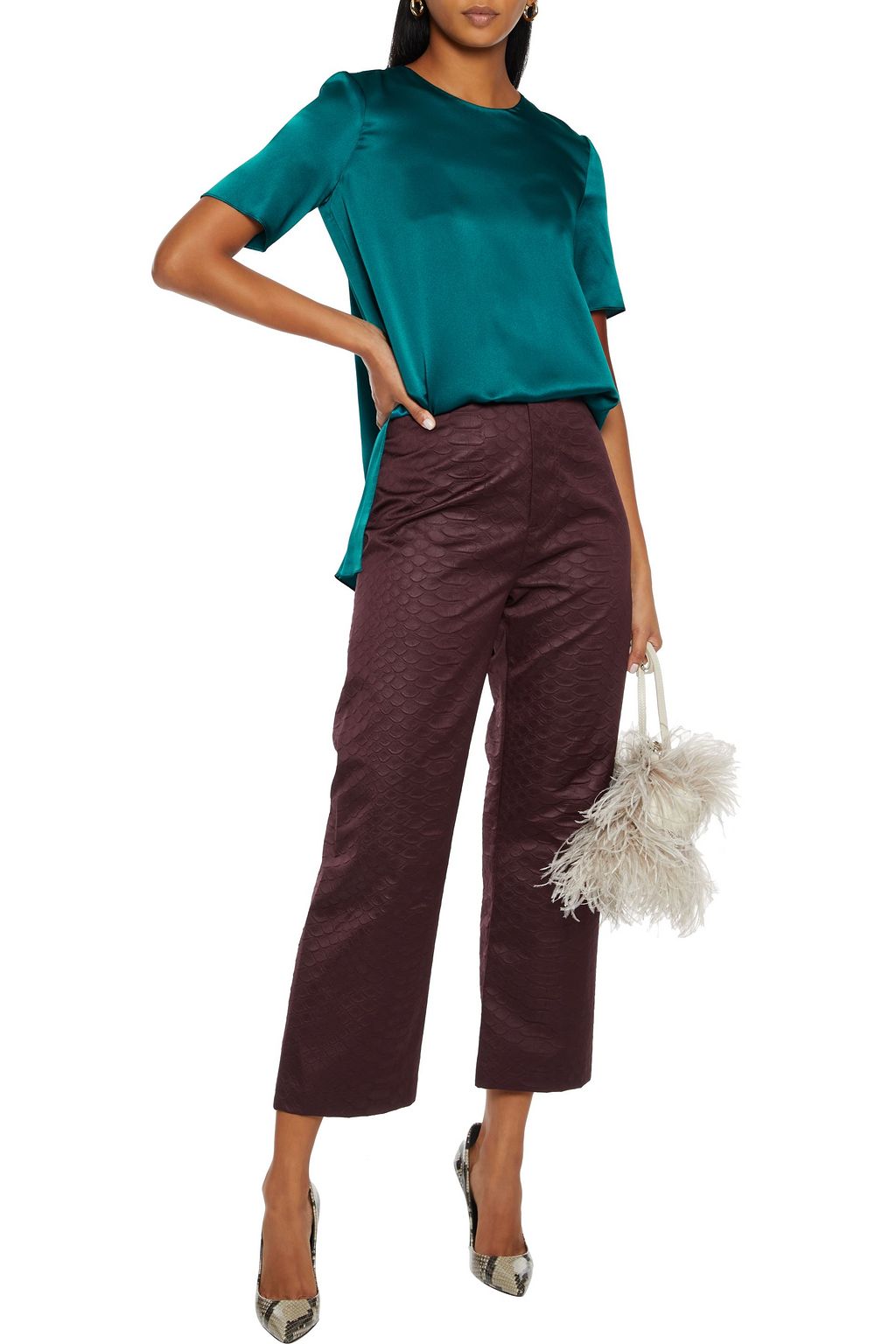 ADAM LIPPES Pleated silk-charmeuse top