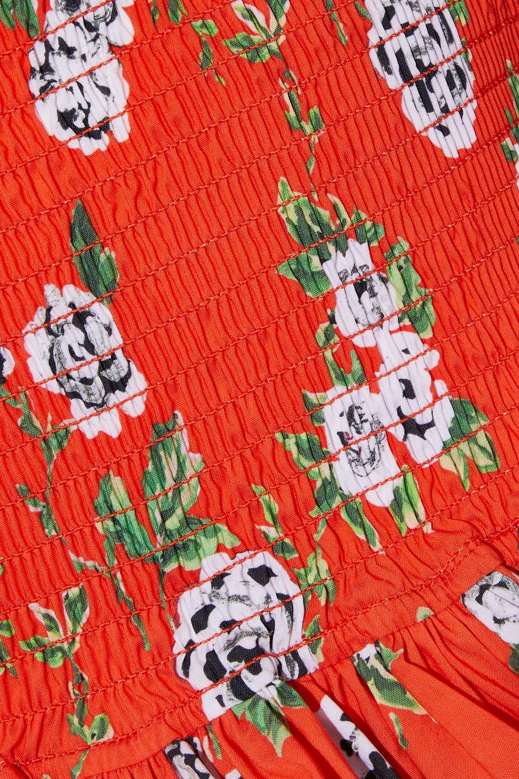 CAROLINE CONSTAS Nora cropped shirred floral-print cotton-blend poplin top