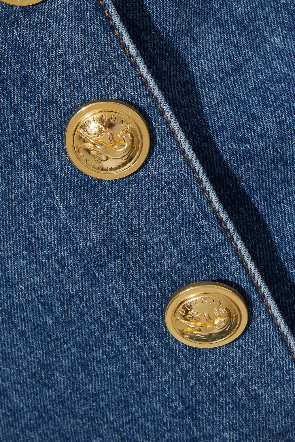 DUNDAS Button-embellished denim pencil skirt