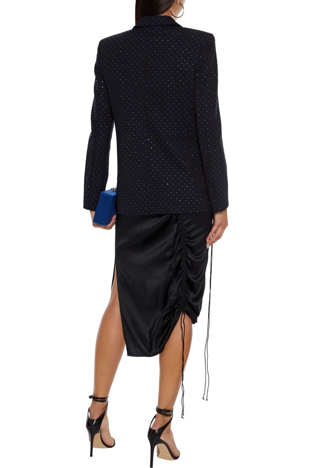DUNDAS Double-breasted crystal-embellished stretch-wool blazer