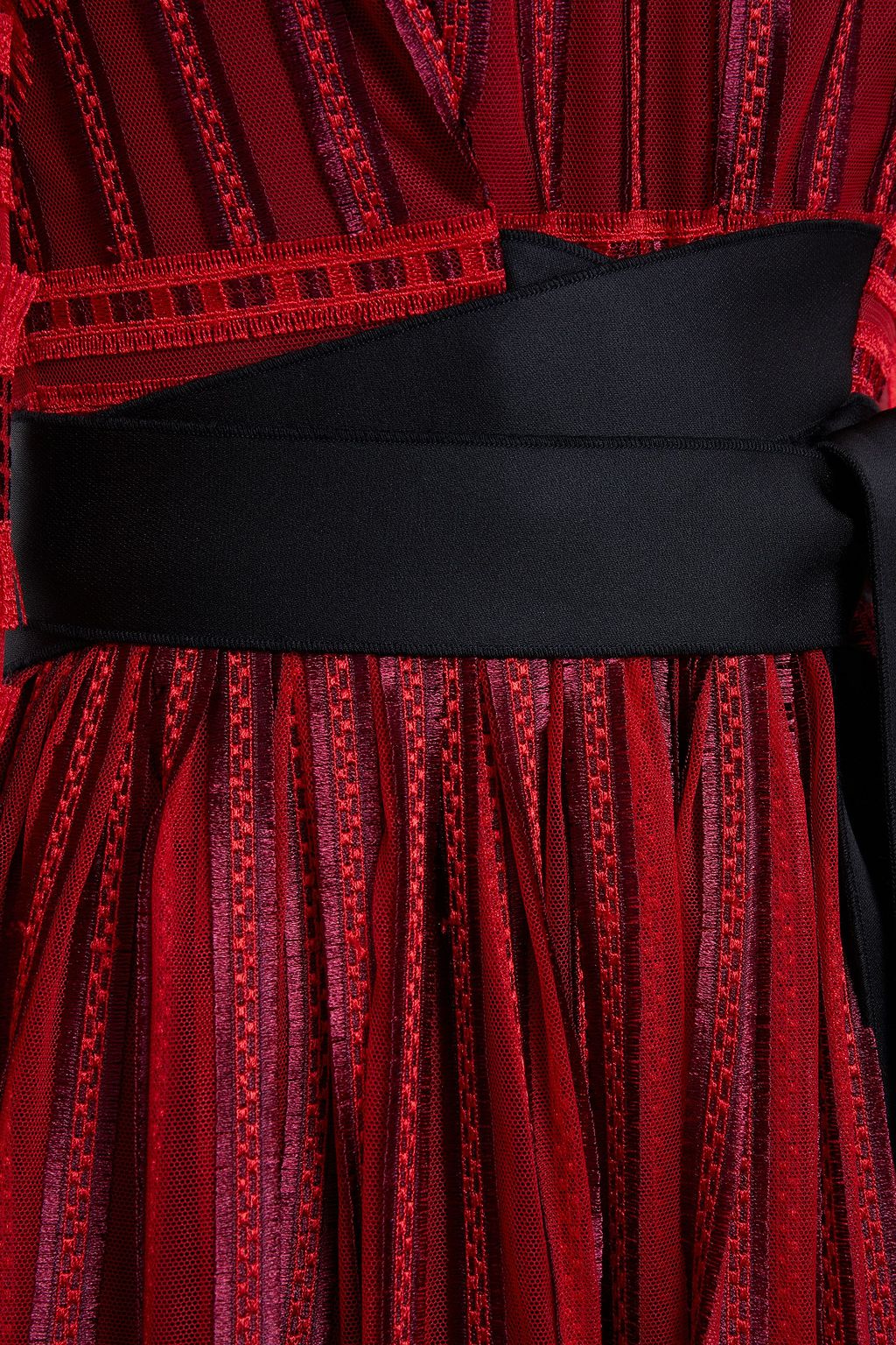 AMANDA WAKELEY Belted fringed embroidered tulle gown