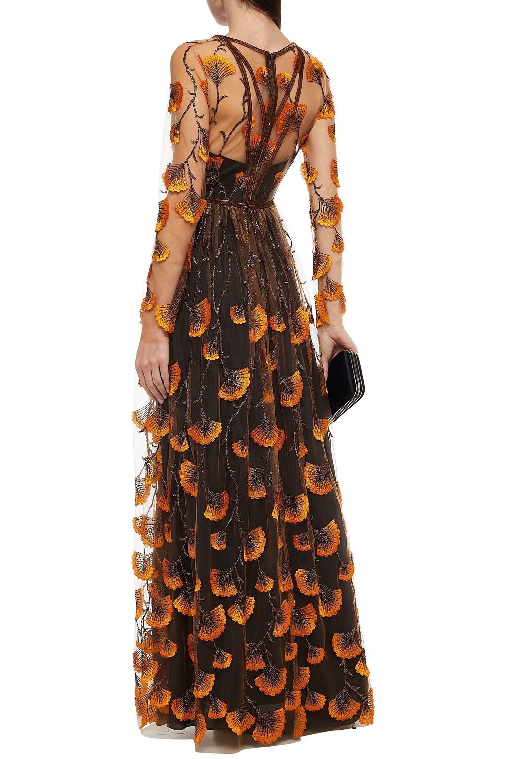 AMANDA WAKELEY Frayed metallic embroidered tulle maxi dress