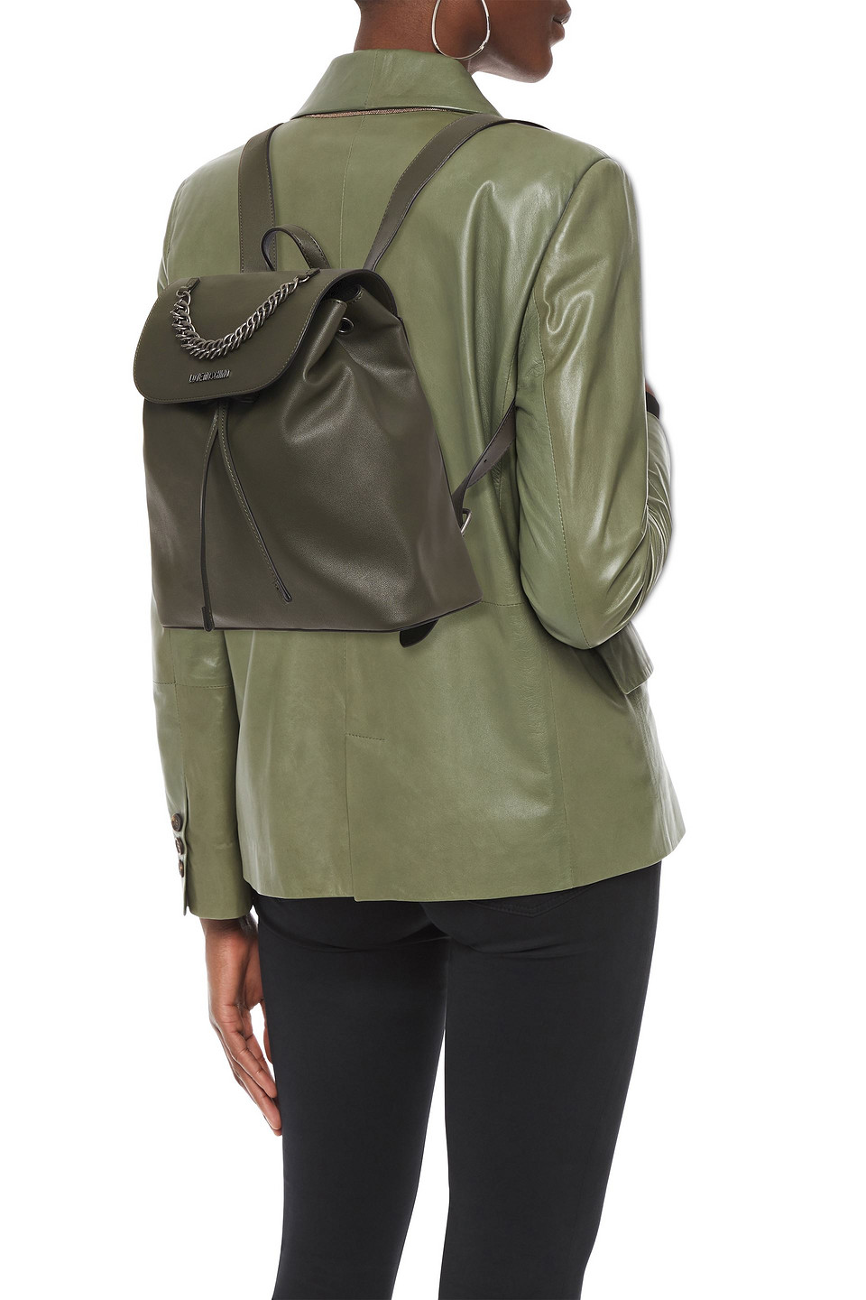 Love Moschino Chain-trimmed Faux Leather Backpack In Green