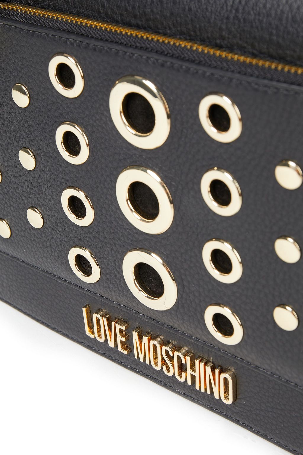 LOVE MOSCHINO Eyelet-embellished textured-leather shoulder bag