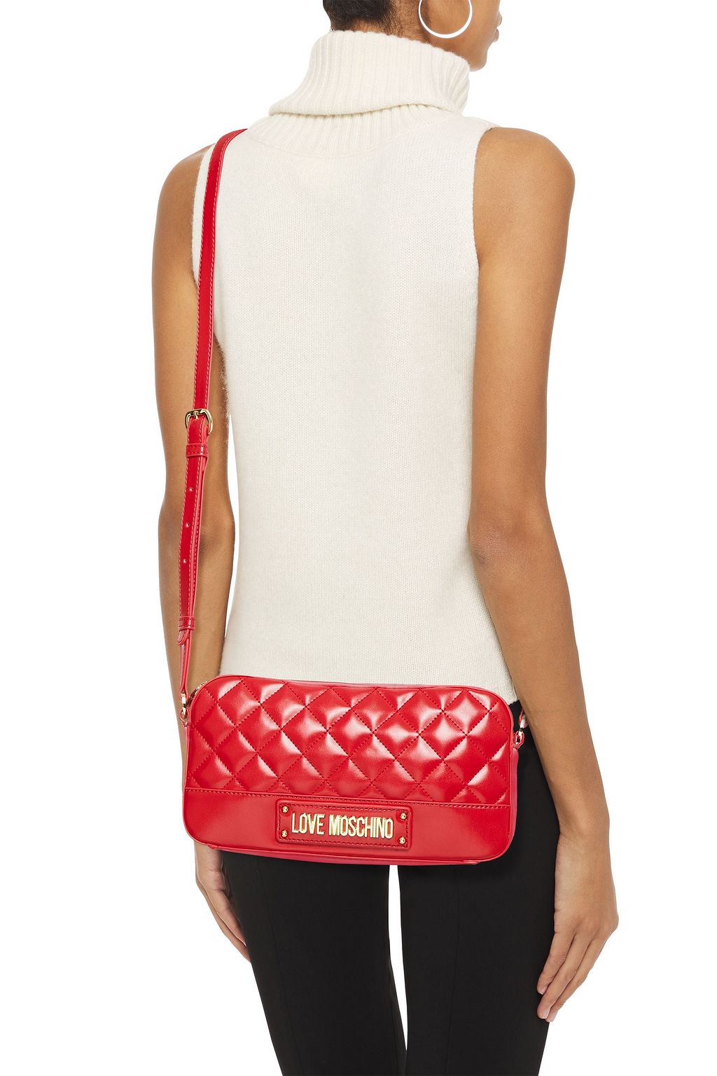 LOVE MOSCHINO Appliquéd quilted faux leather shoulder bag