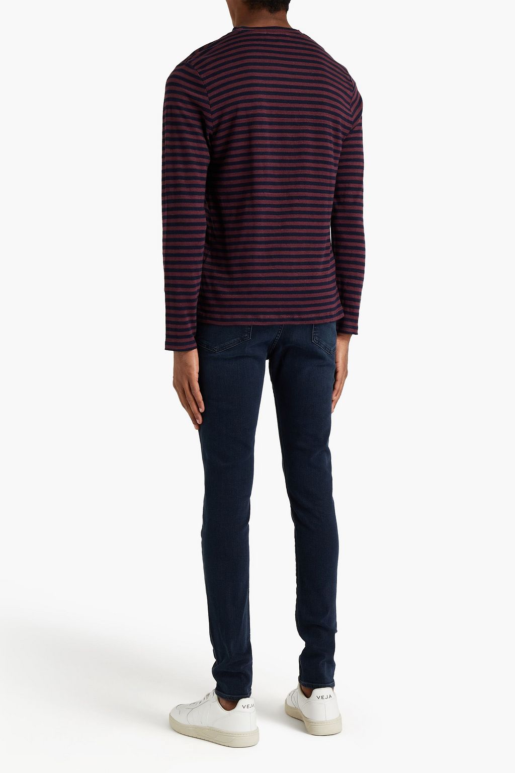 FRAME Slim-fit striped linen-jersey T-shirt