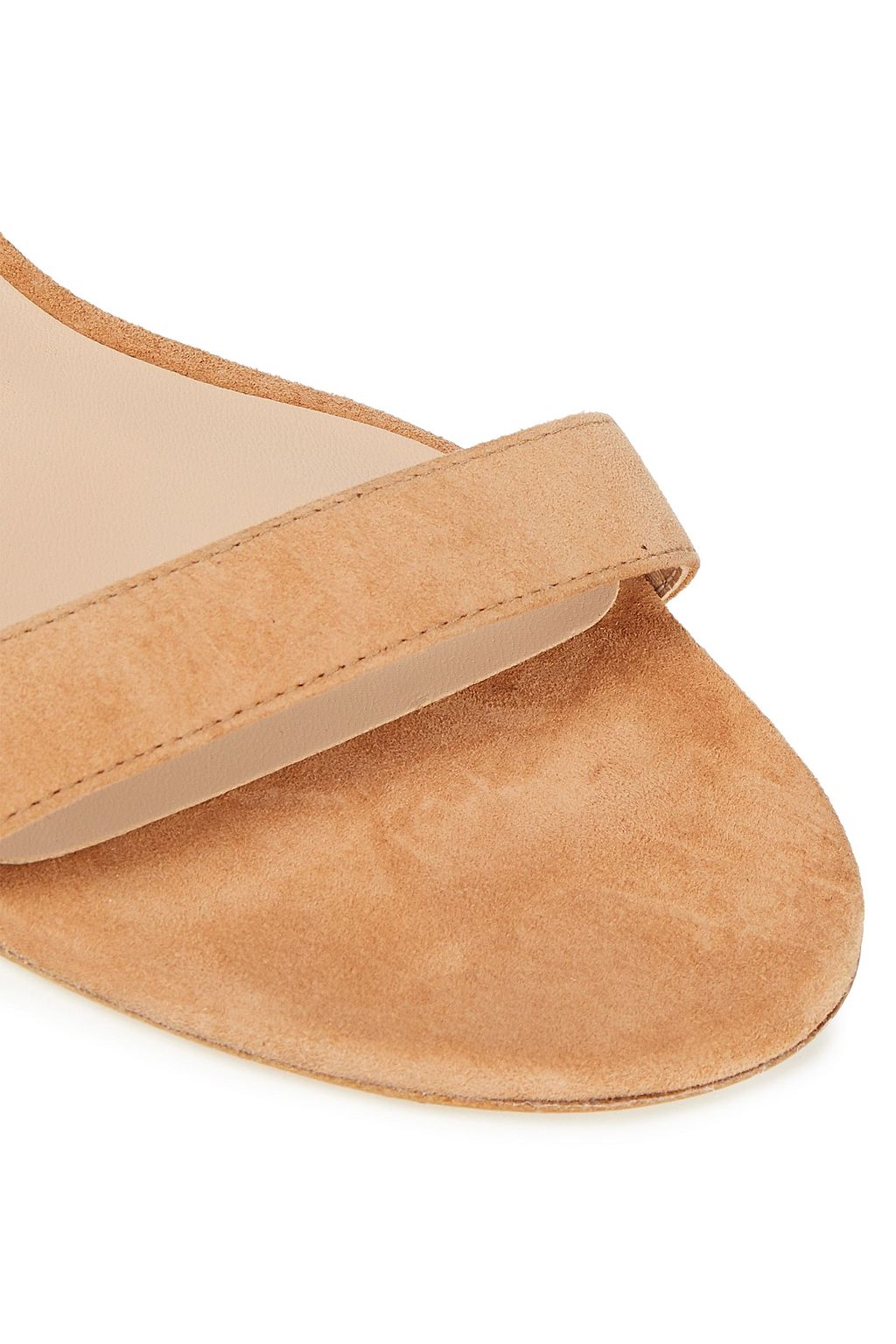 STUART WEITZMAN Faux pearl-embellished suede sandals