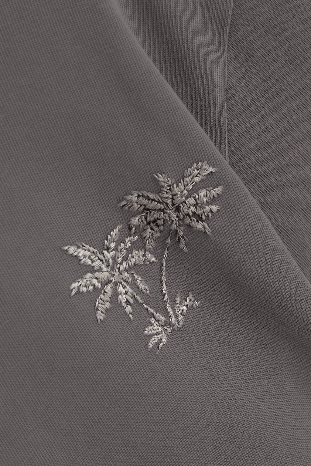 FRAME Embroidered cotton-jersey T-shirt