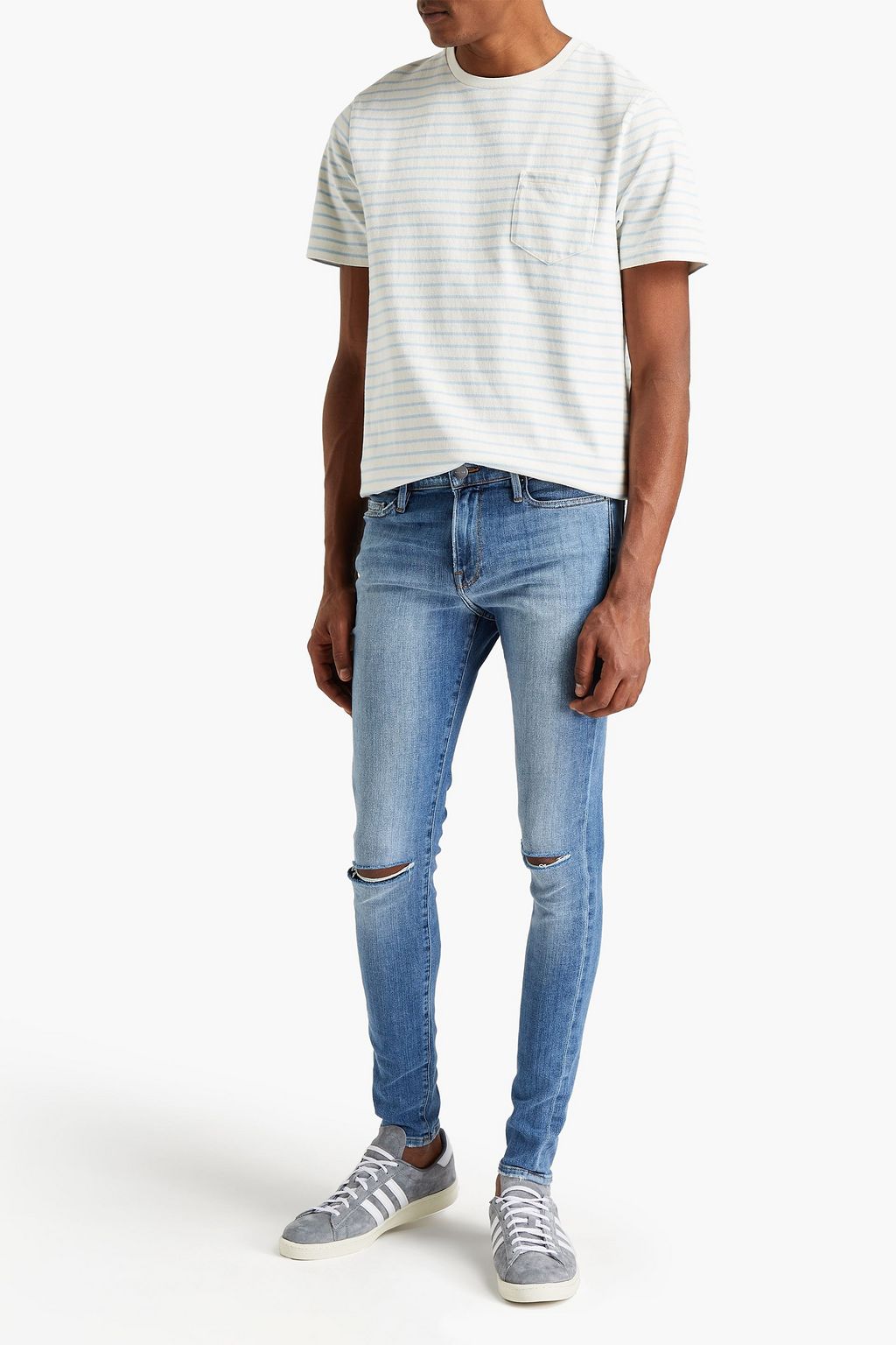 FRAME Striped cotton-jersey T-shirt