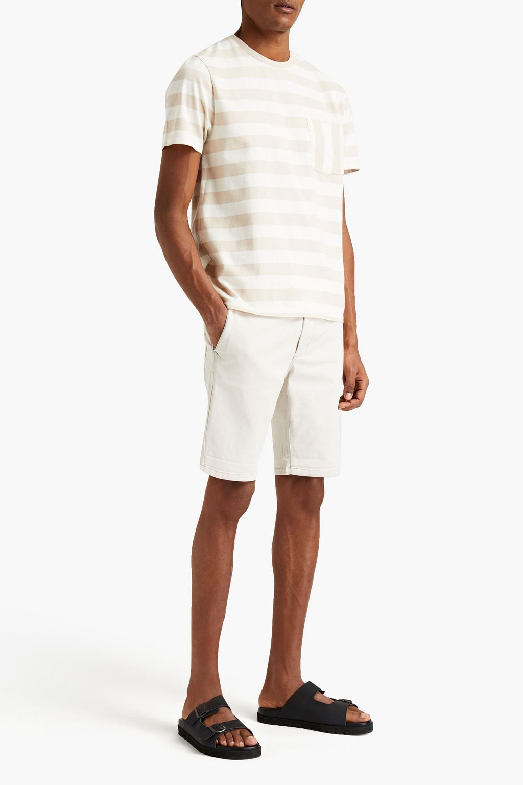 FRAME Striped cotton-jersey T-shirt