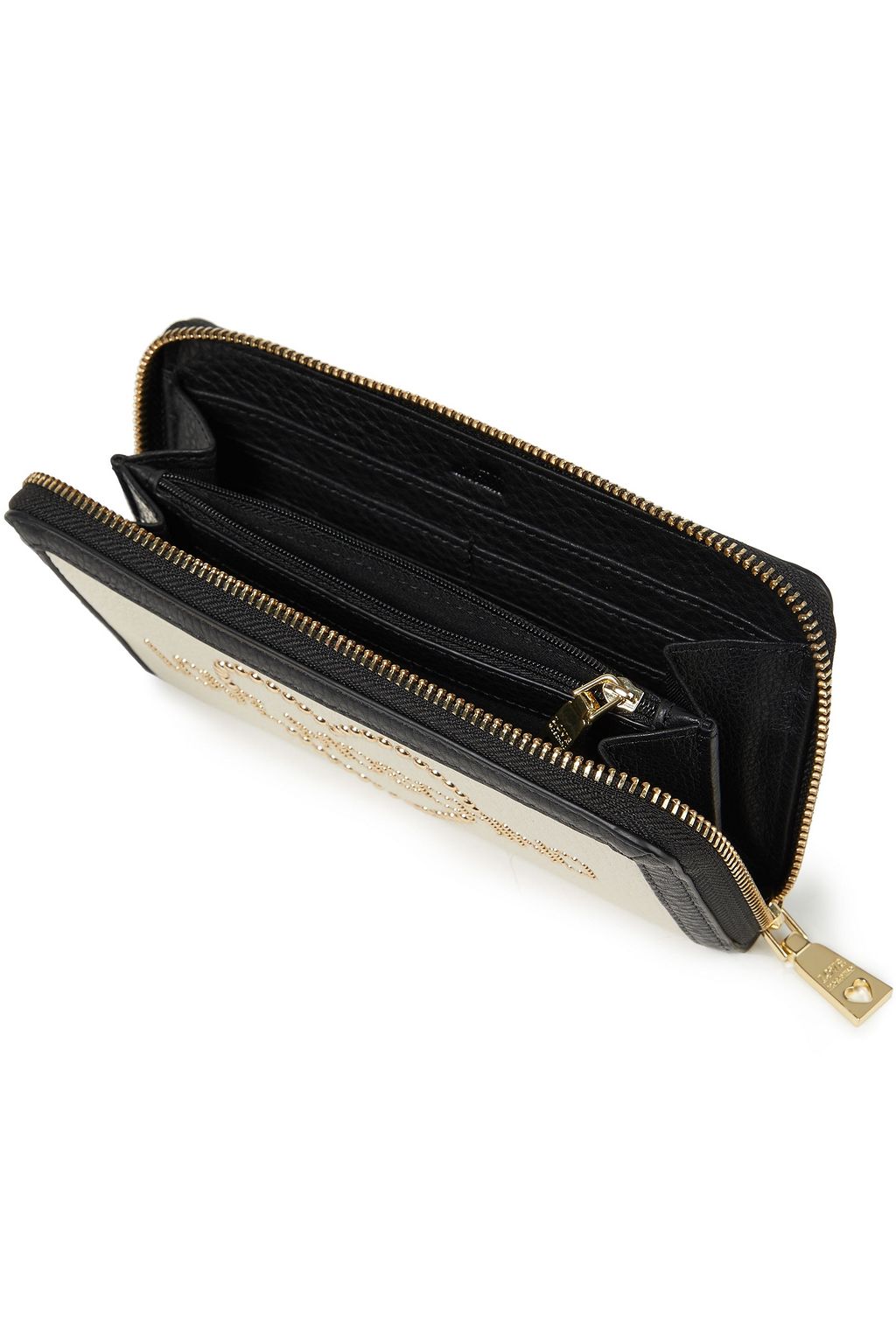 LOVE MOSCHINO Embellished two-tone pebbled-leather wallet