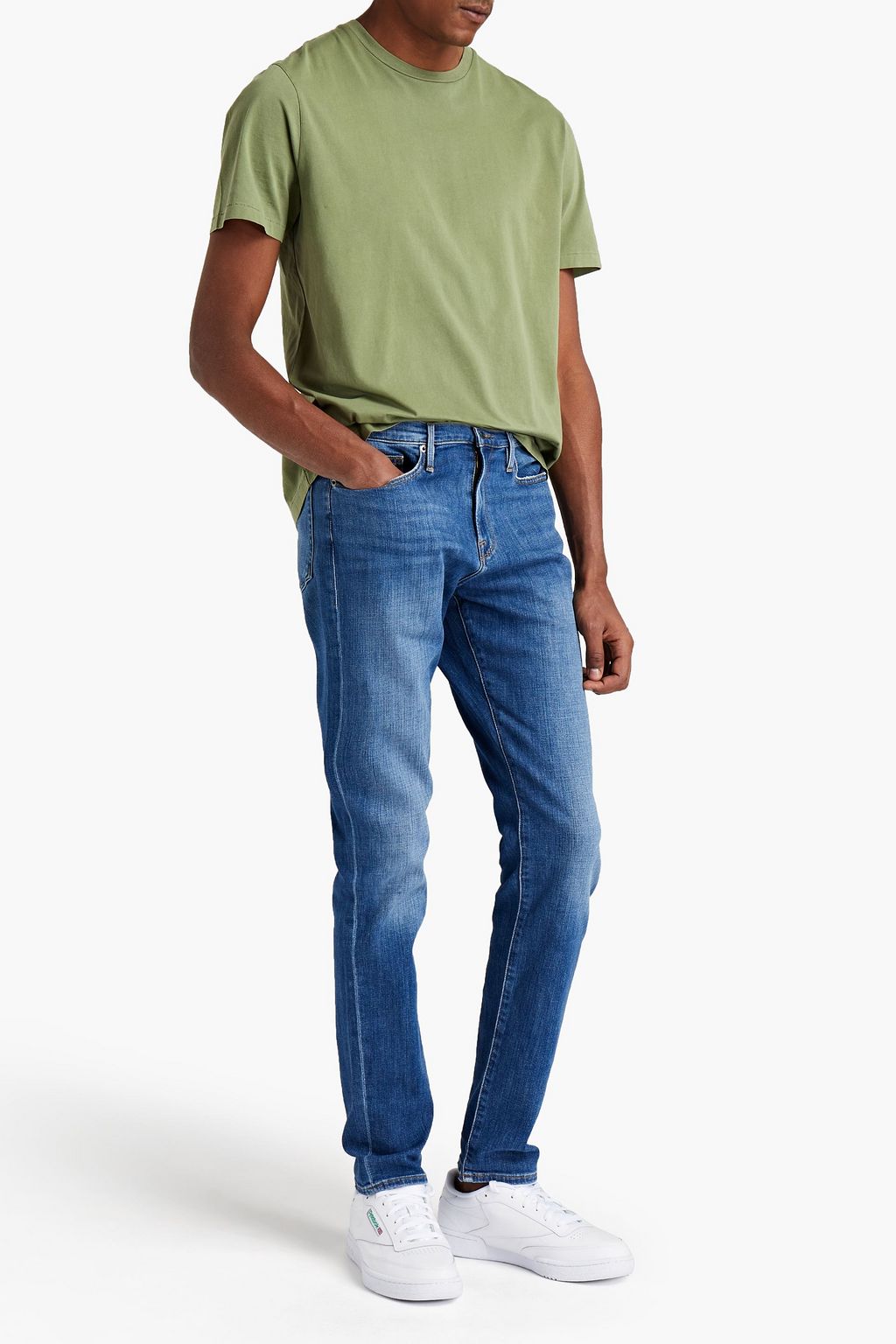 FRAME Slim-fit whiskered denim jeans