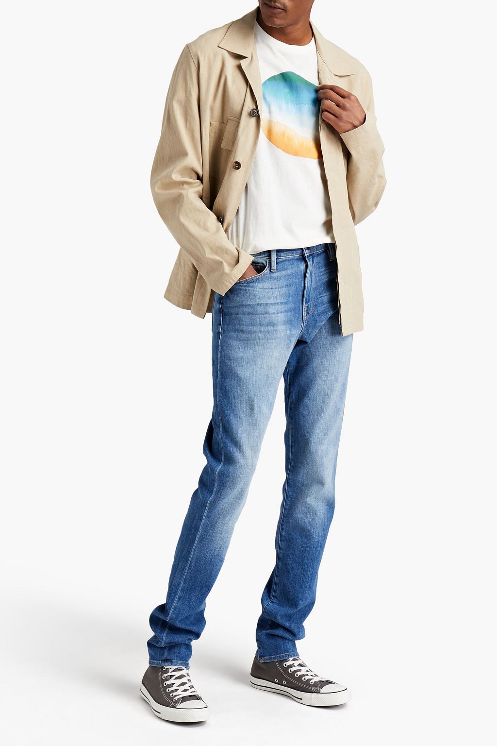 FRAME L'Homme slim-fit faded denim jeans