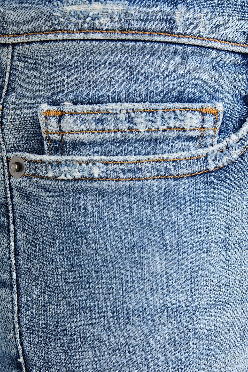 FRAME Skinny-fit distressed faded denim jeans