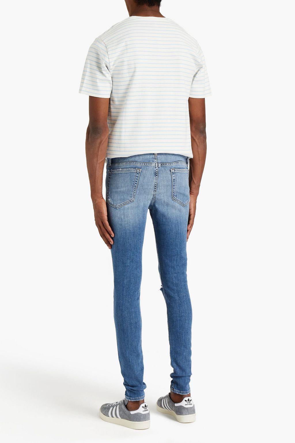 FRAME Skinny-fit distressed faded denim jeans