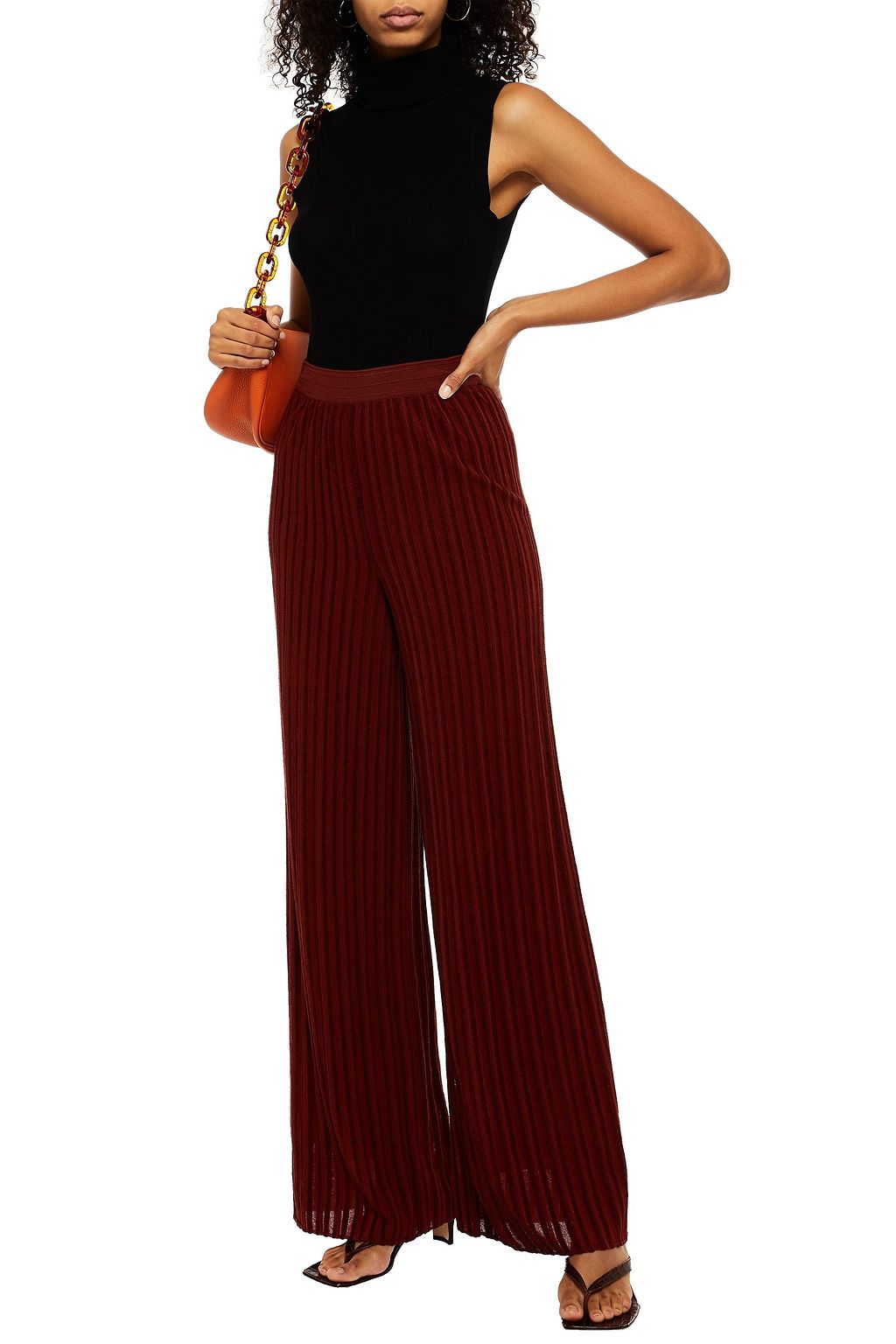 M MISSONI Ribbed-knit wide-leg pants