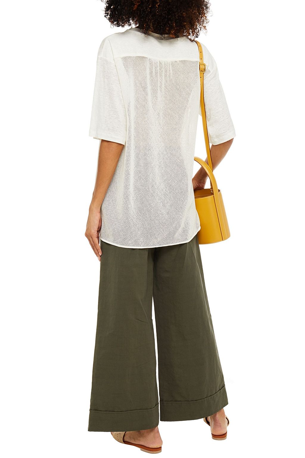 M MISSONI Slub linen-jersey and mesh T-shirt