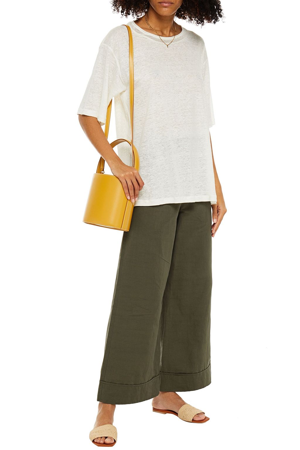 M MISSONI Slub linen-jersey and mesh T-shirt