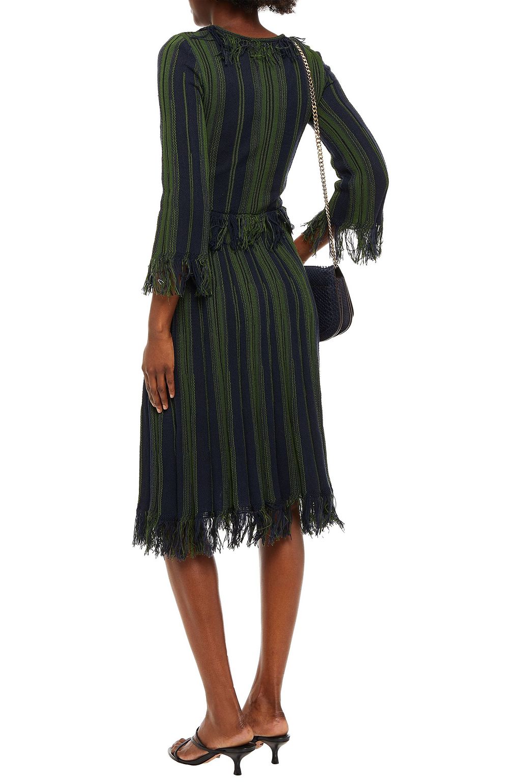 M MISSONI Frayed striped cotton-blend midi dress