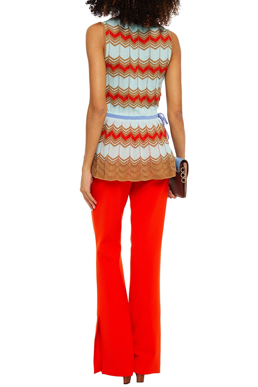 M MISSONI Crochet-knit cotton-blend peplum top