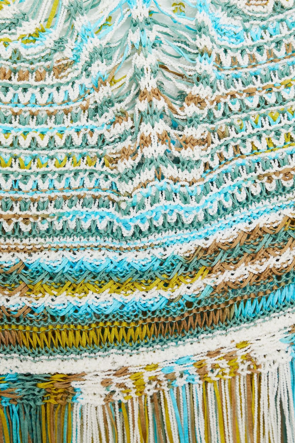 M MISSONI Fringed crochet-knit cotton-blend top