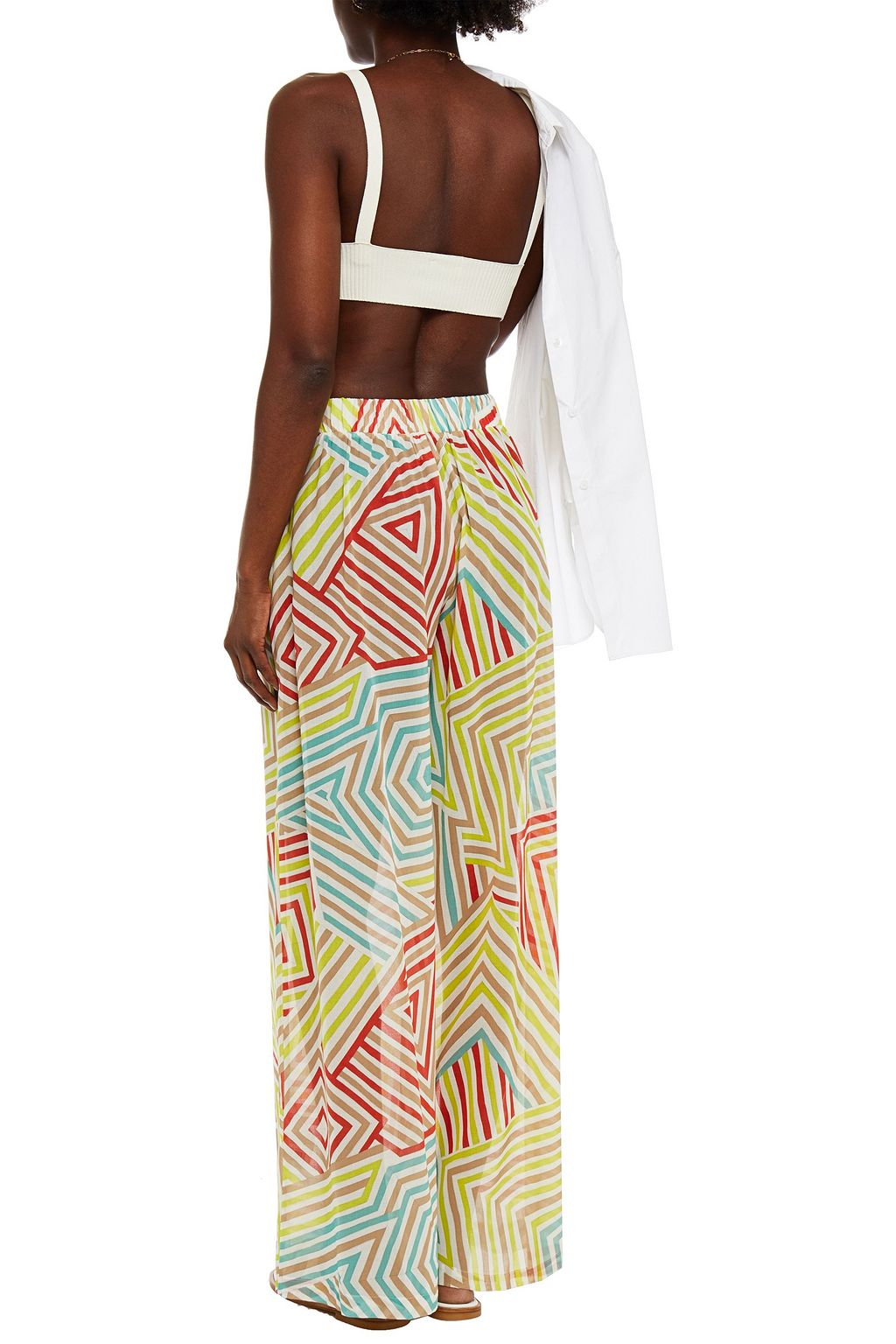 M MISSONI Printed cotton-voile wide-leg pants
